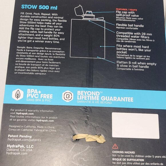 Hydrapak Water Bottle Collapsible Stow 1L/32oz and 500ml/16oz available - Picture 11 of 13